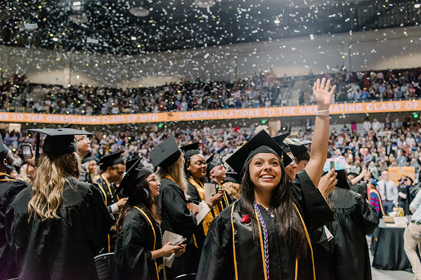 Sample image - Student Waves at Commencement Ceremony
