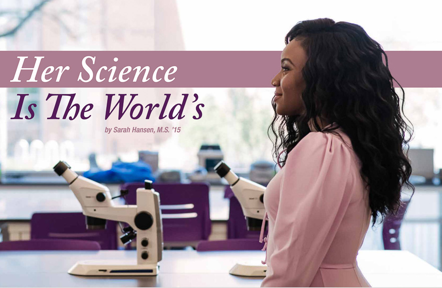 Her Science is the World's feature opening spread about Kizzmekia Corbett