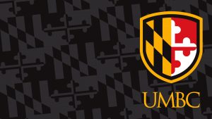 digital background UMBC shield and flag