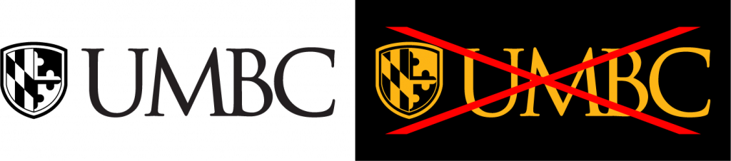 Example of proper use for the UMBC primary logo single color black