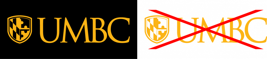 Example of proper use for the UMBC primary logo single color gold