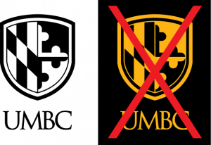 Example of proper use for the UMBC single color black vertical logo