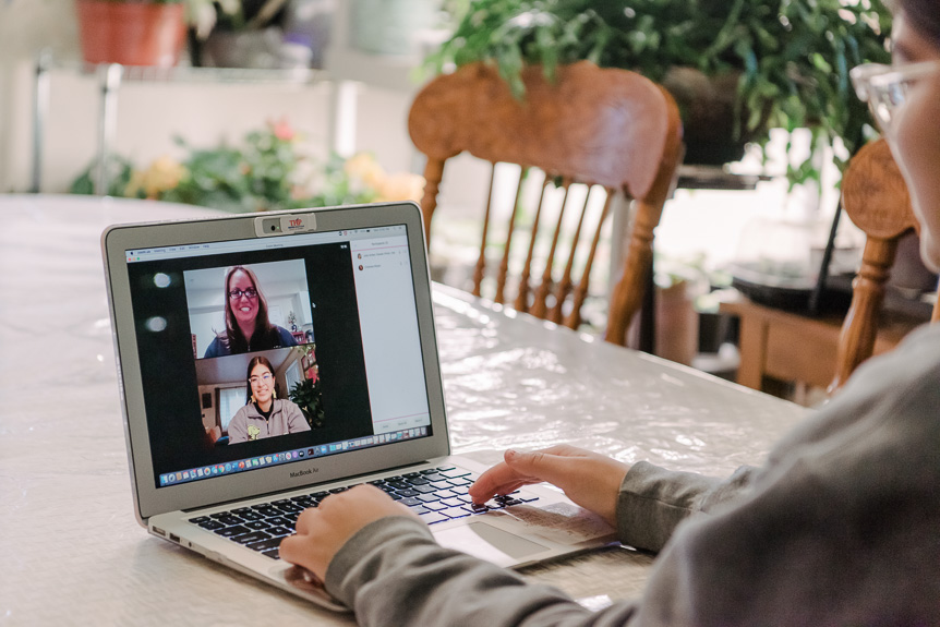 Sample image - UMBC USG Student chats with mentor on laptop