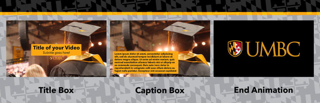 Screen shot of the available options for titles, captions, and end cards for video